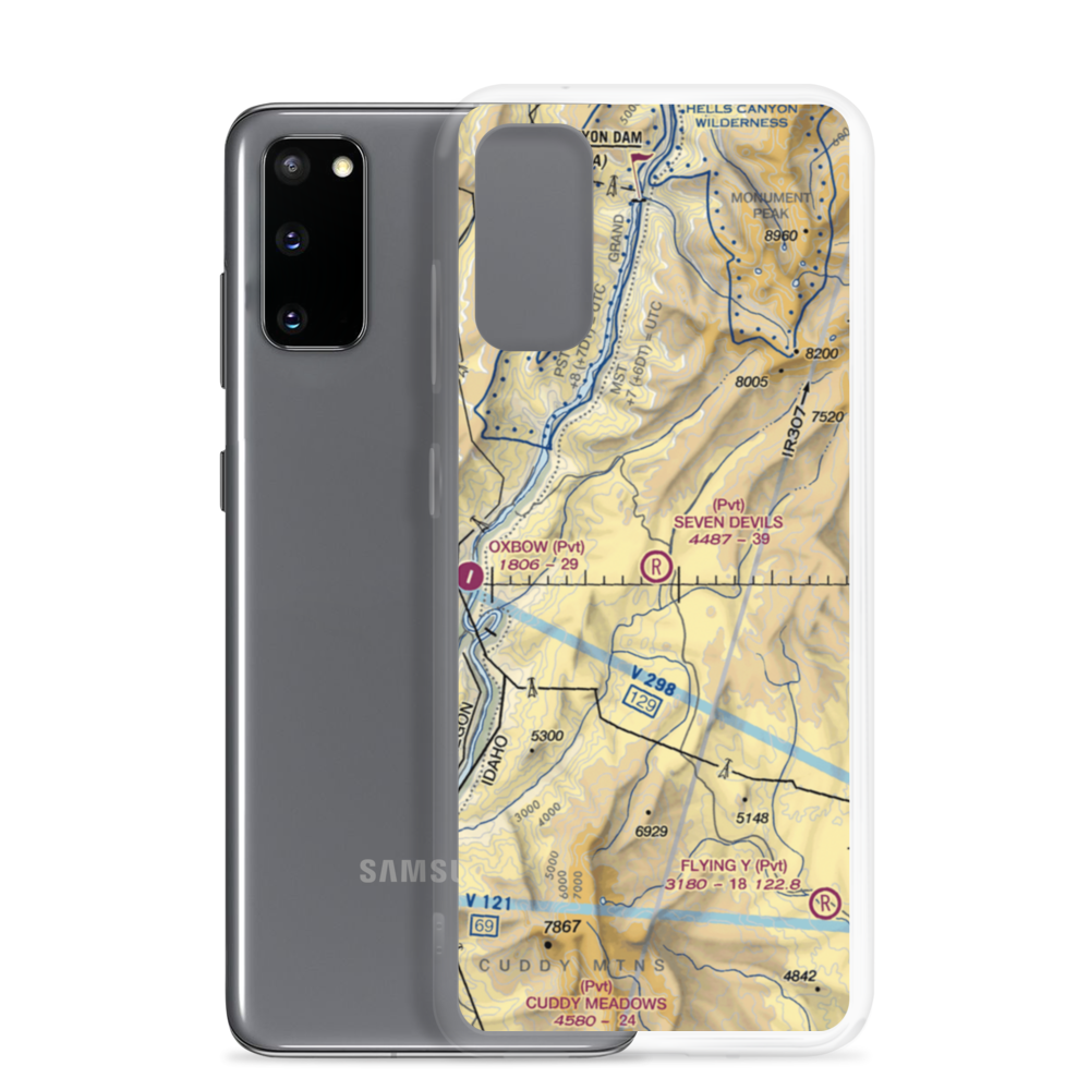 Seven Devils Airport (ID17) VFR Sectional Samsung Case Samsung Galaxy S20 model shown