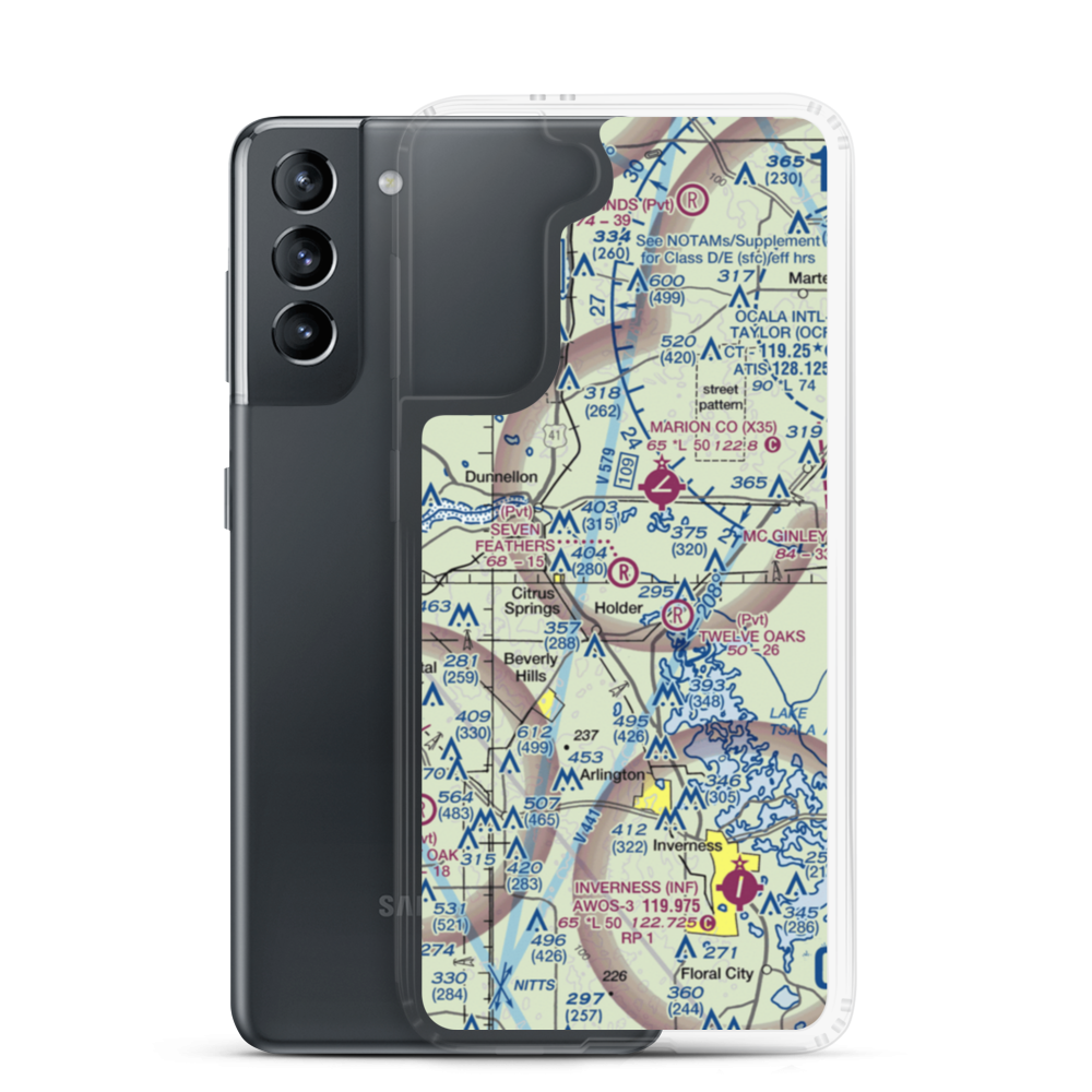 Seven Feathers Airport (10FD) VFR Sectional Samsung Case Samsung Galaxy S21 model shown