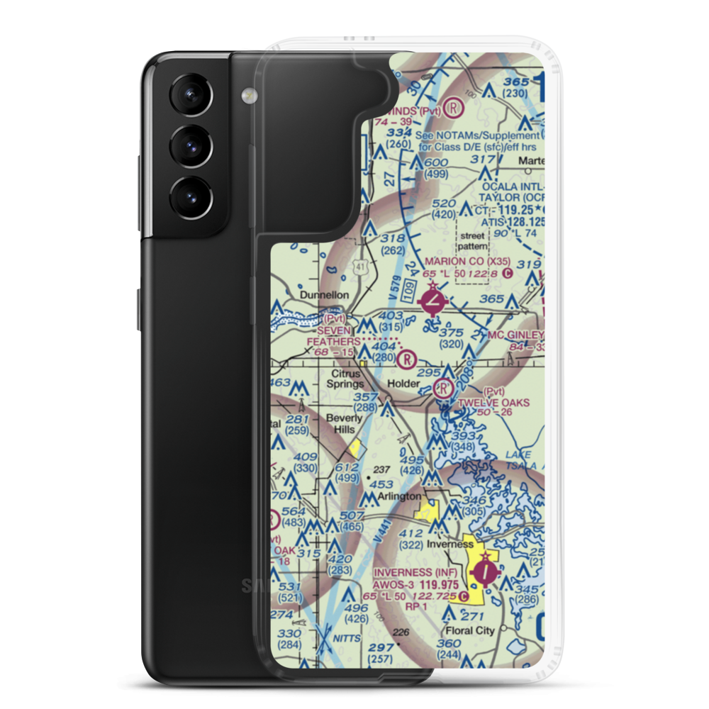 Seven Feathers Airport (10FD) VFR Sectional Samsung Case Samsung Galaxy S21 Plus model shown