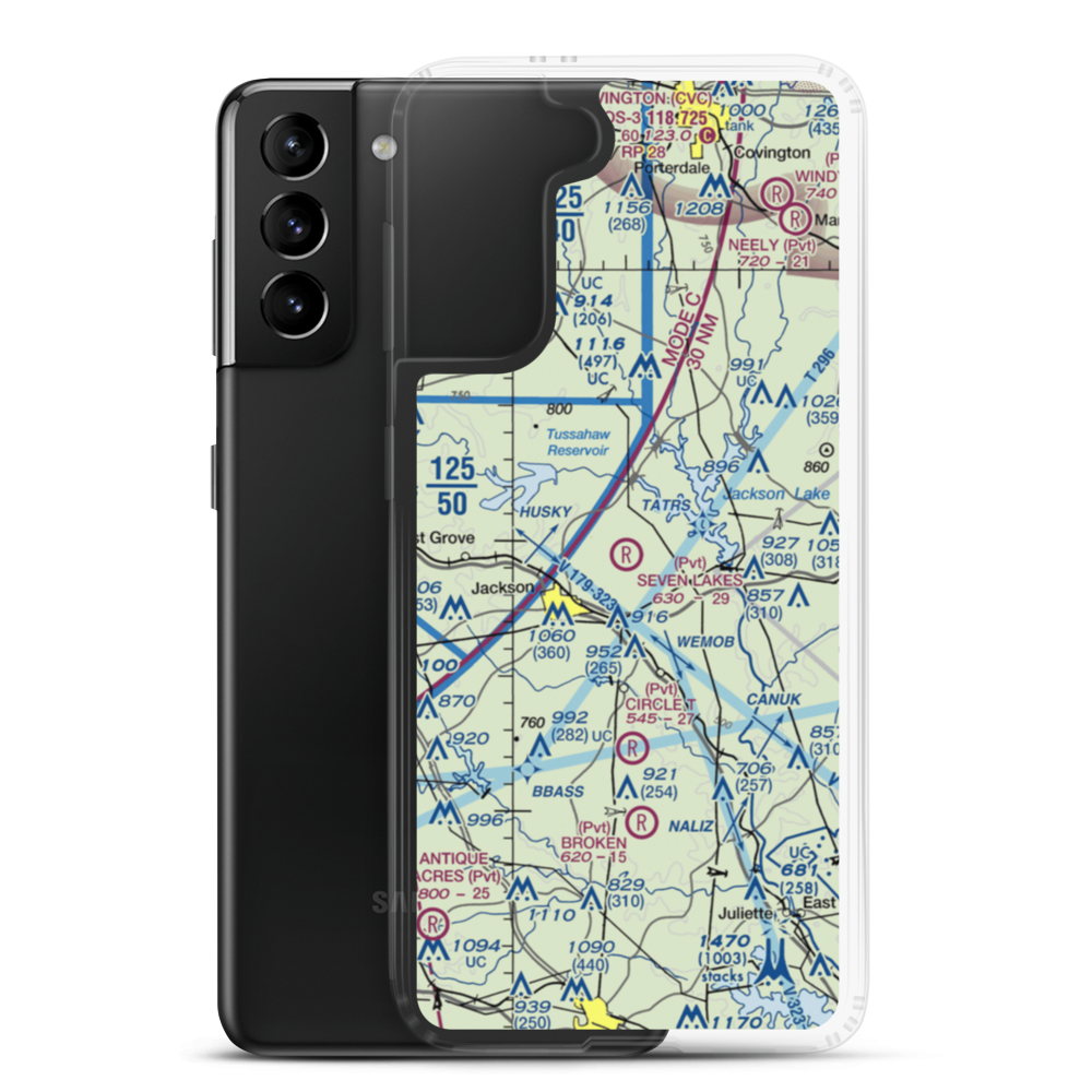 Seven Lakes Airport (62GA) VFR Sectional Samsung Case Samsung Galaxy S21 Plus model shown