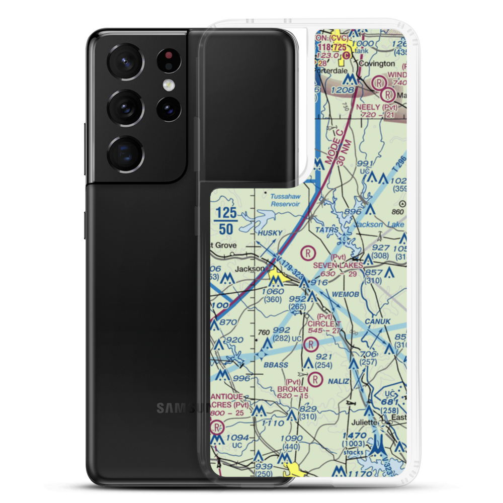 Seven Lakes Airport (62GA) VFR Sectional Samsung Case Samsung Galaxy S21 Ultra model shown