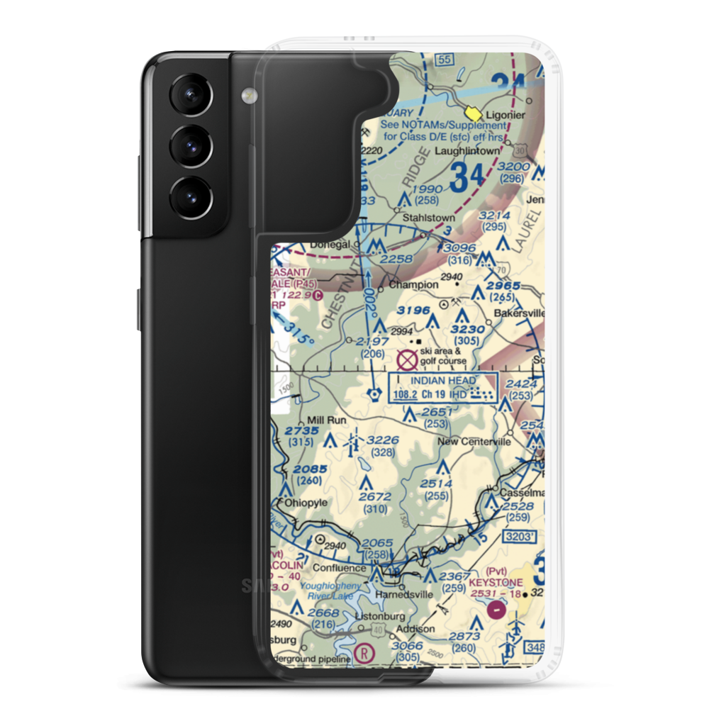 Seven Springs Airport (7SP) VFR Sectional Samsung Case Samsung Galaxy S21 Plus model shown