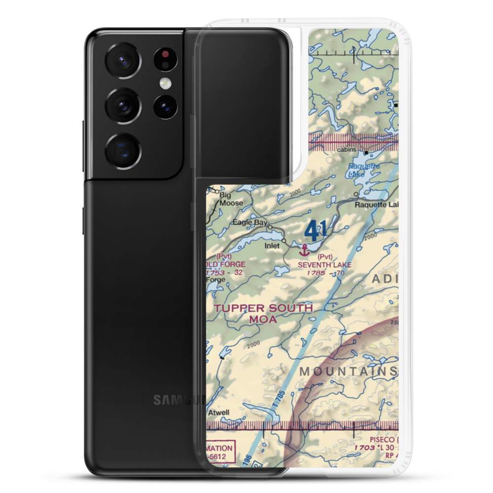 Seventh Lake Seaplane Base (NK15) VFR Sectional Samsung Case Samsung Galaxy S21 Ultra model shown