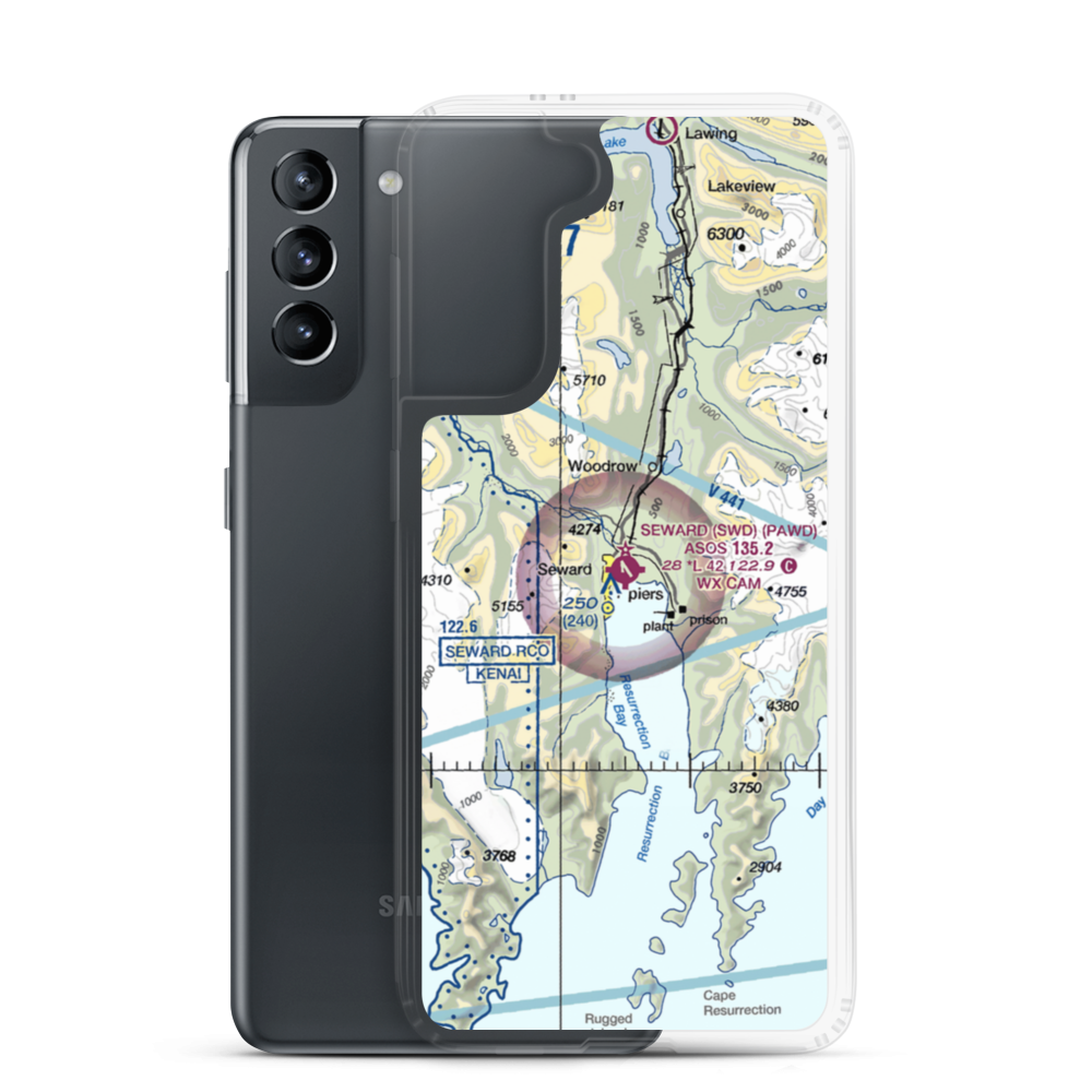 Seward Airport (SWD) VFR Sectional Samsung Case Samsung Galaxy S21 model shown