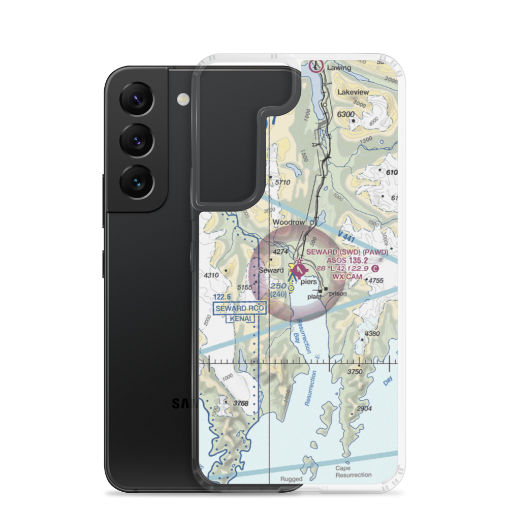Seward Airport (SWD) VFR Sectional Samsung Case Samsung Galaxy S22 model shown