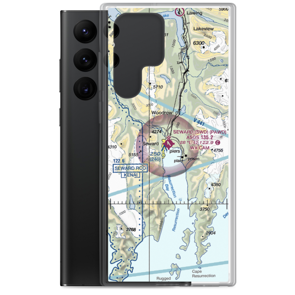 Seward Airport (SWD) VFR Sectional Samsung Case Samsung Galaxy S22 Ultra model shown