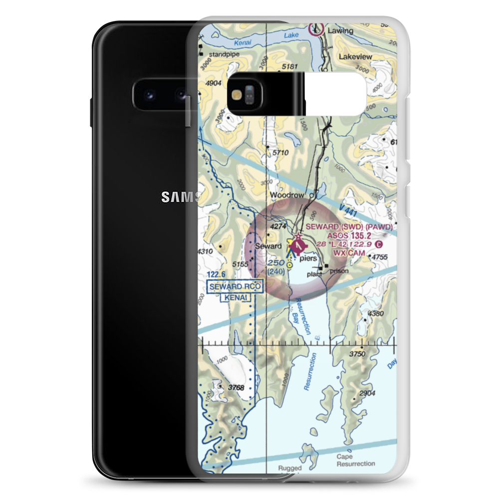 Seward Airport (SWD) VFR Sectional Samsung Case Samsung Galaxy S10+ model shown