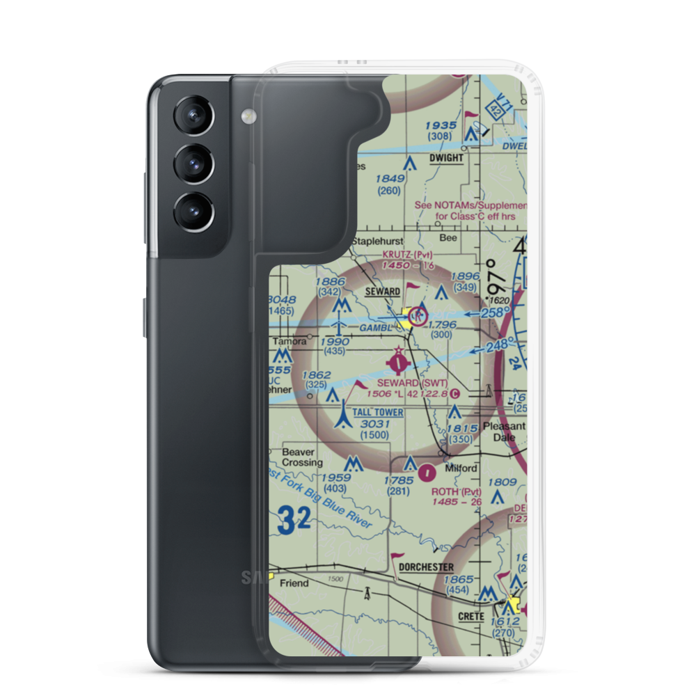 Seward Municipal Airport (SWT) VFR Sectional Samsung Case Samsung Galaxy S21 model shown