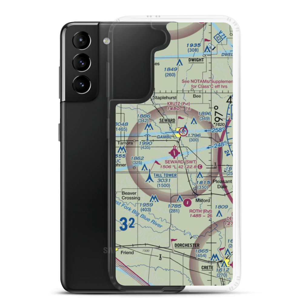 Seward Municipal Airport (SWT) VFR Sectional Samsung Case Samsung Galaxy S21 Plus model shown