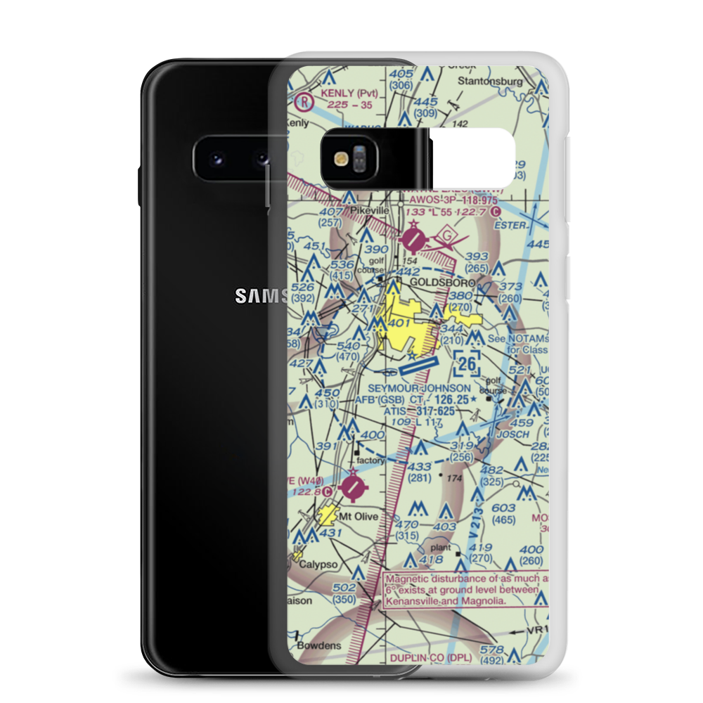 Seymour Johnson Air Force Base (GSB) VFR Sectional Samsung Case Samsung Galaxy S10 model shown