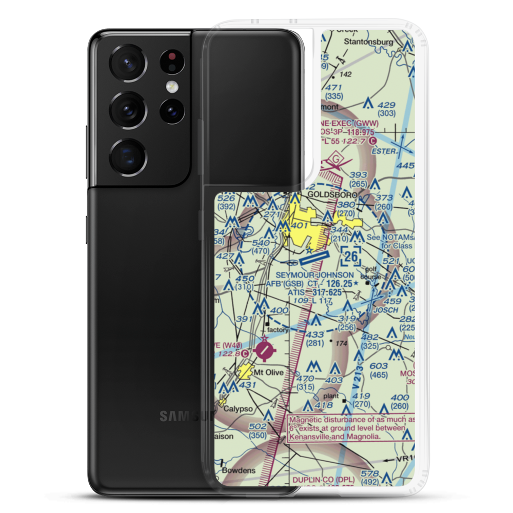 Seymour Johnson Air Force Base (GSB) VFR Sectional Samsung Case Samsung Galaxy S21 Ultra model shown