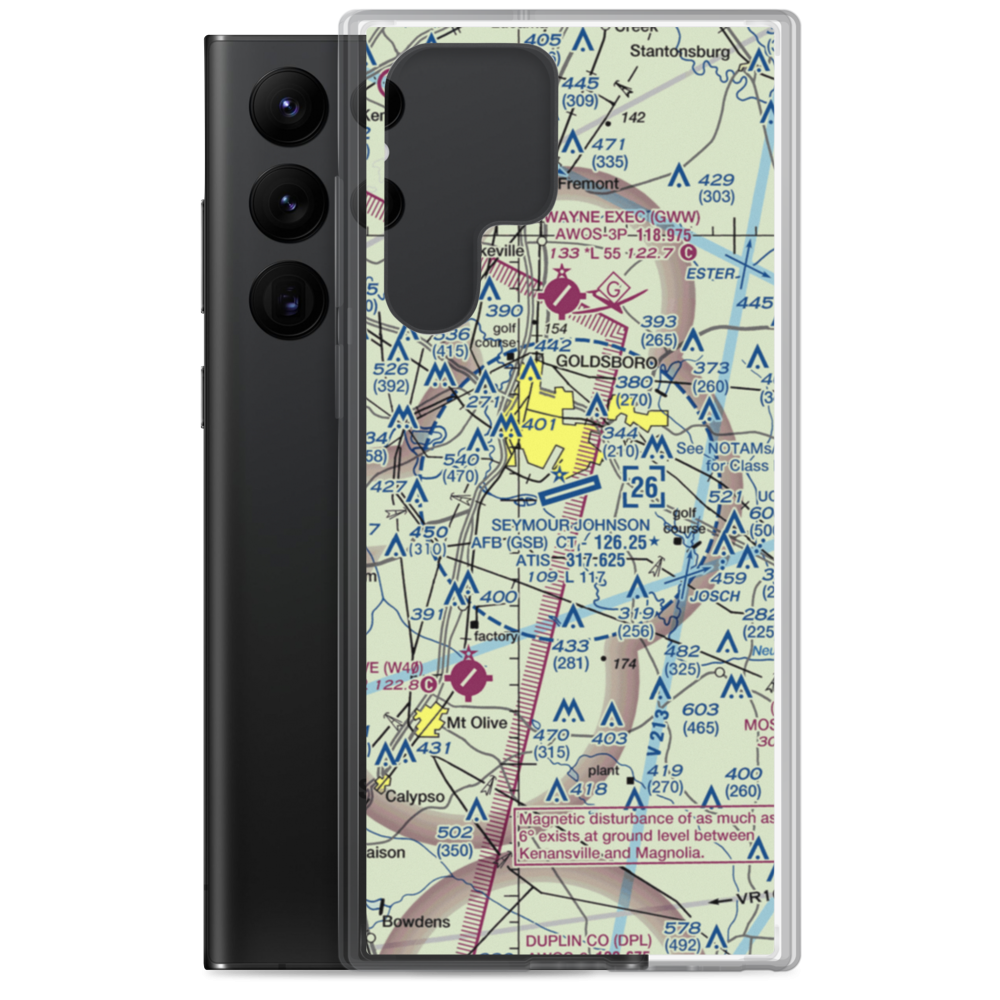 Seymour Johnson Air Force Base (GSB) VFR Sectional Samsung Case Samsung Galaxy S22 Ultra model shown