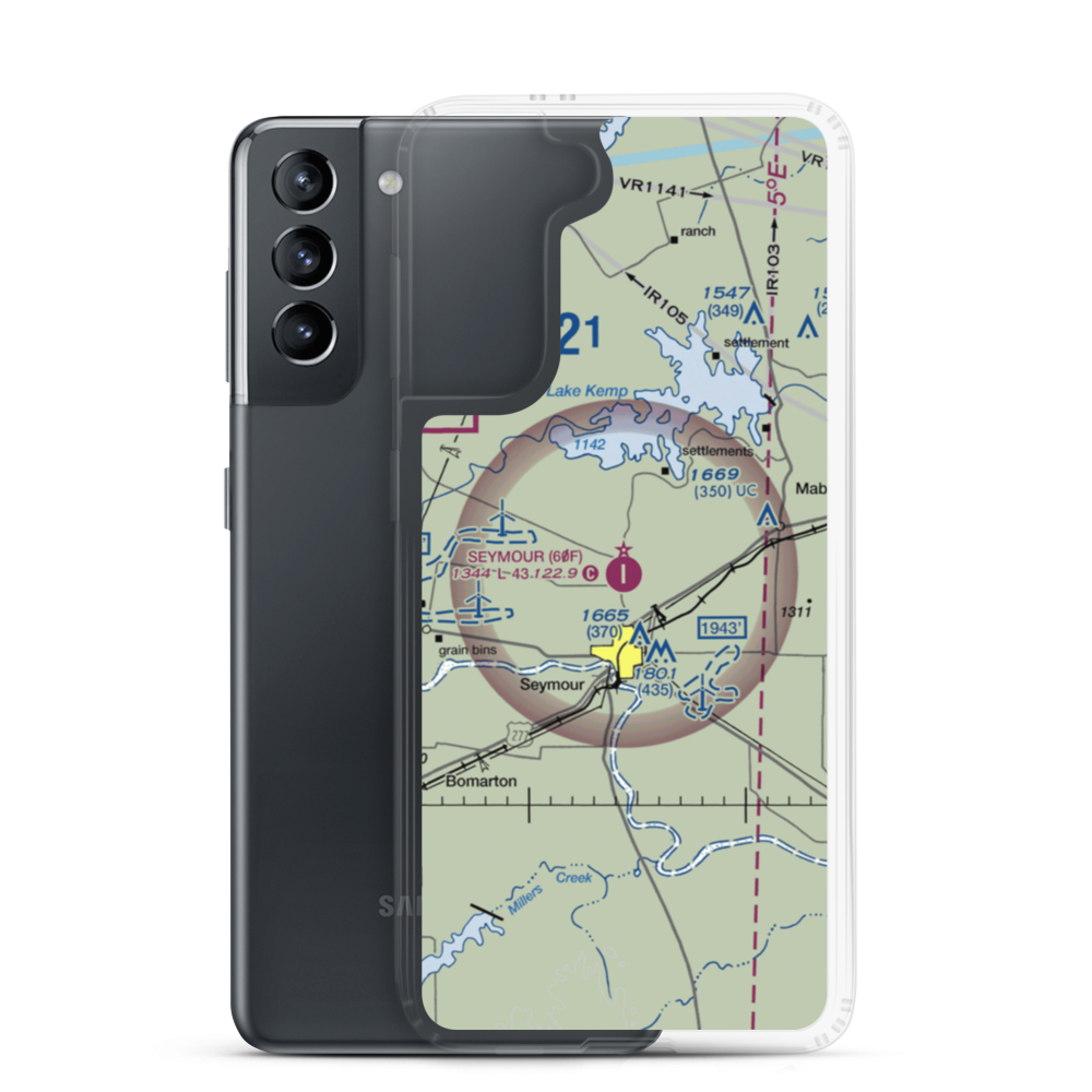 Seymour Municipal Airport (60F) VFR Sectional Samsung Case Samsung Galaxy S21 model shown