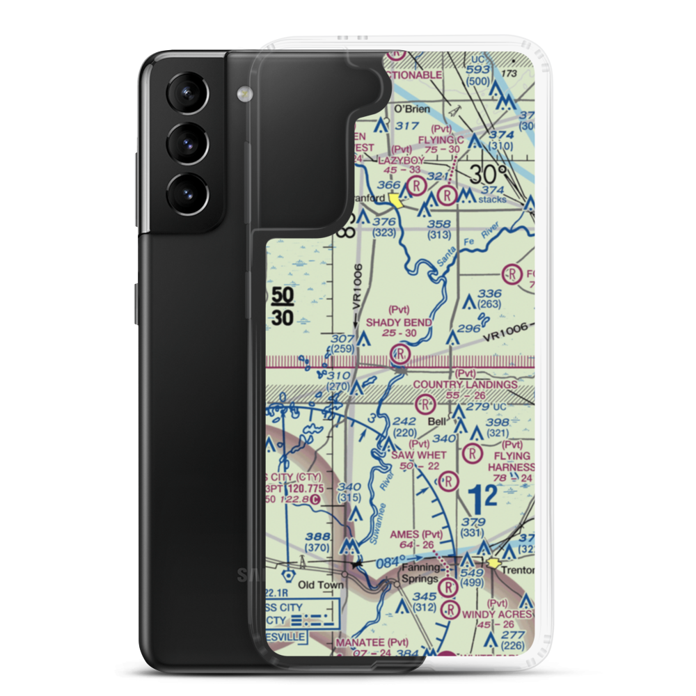 Shady Bend Airport (9FL5) VFR Sectional Samsung Case Samsung Galaxy S21 Plus model shown