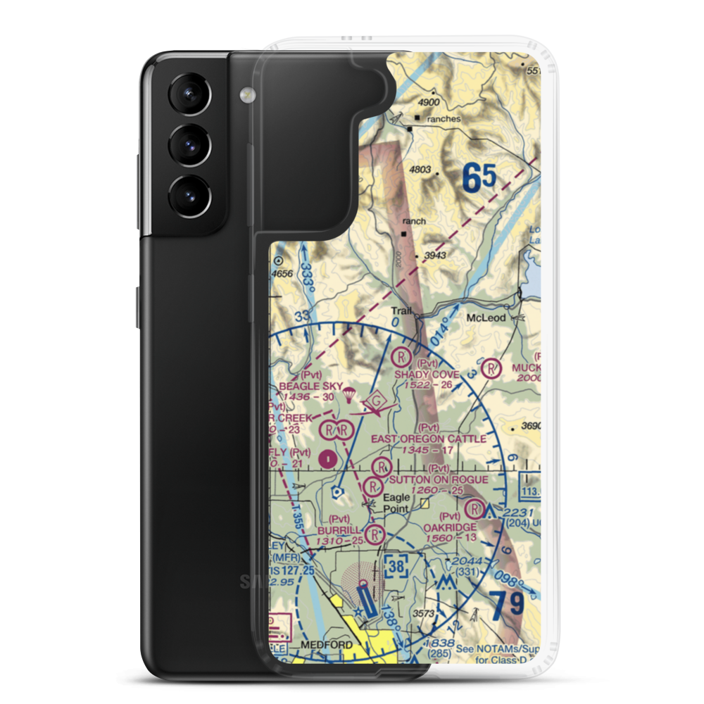 Shady Cove Airpark (OG31) VFR Sectional Samsung Case Samsung Galaxy S21 Plus model shown