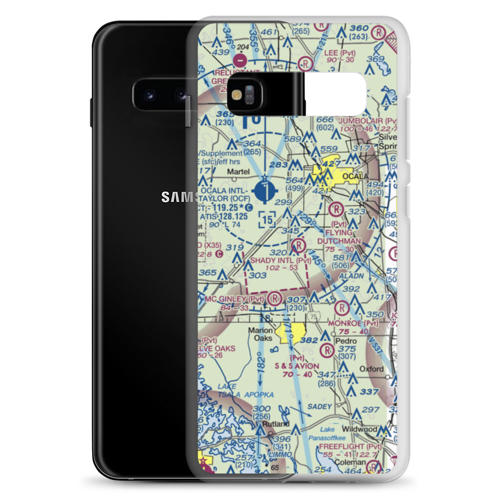 Shady International Airport (FA49) VFR Sectional Samsung Case Samsung Galaxy S10+ model shown