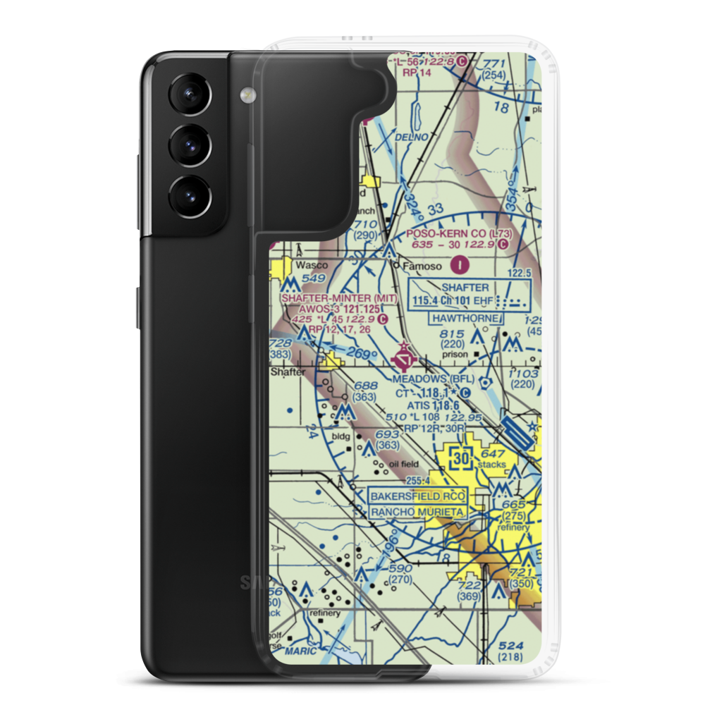 Shafter Airport - Minter Field (MIT) VFR Sectional Samsung Case Samsung Galaxy S21 Plus model shown