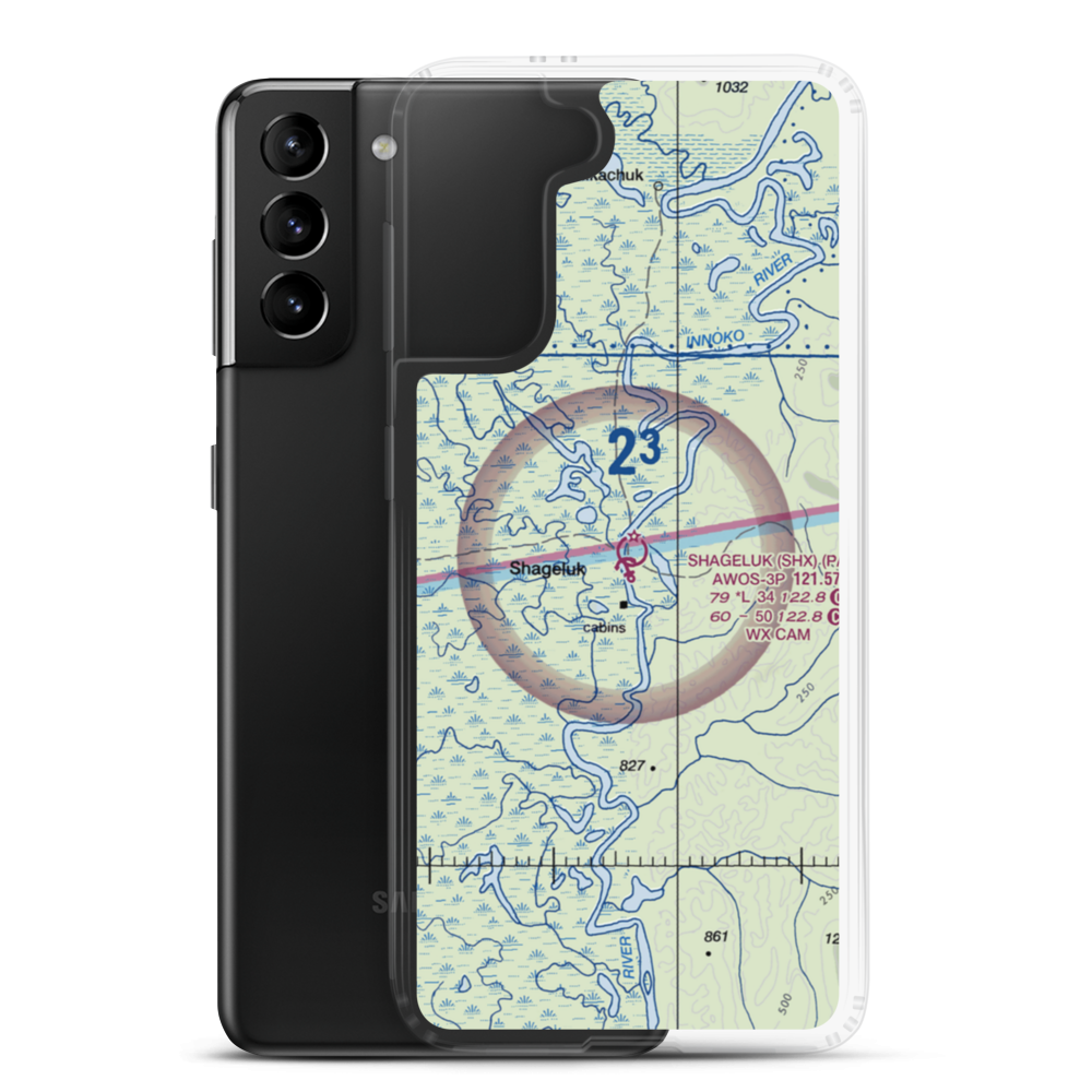 Shageluk Airport (SHX) VFR Sectional Samsung Case Samsung Galaxy S21 Plus model shown