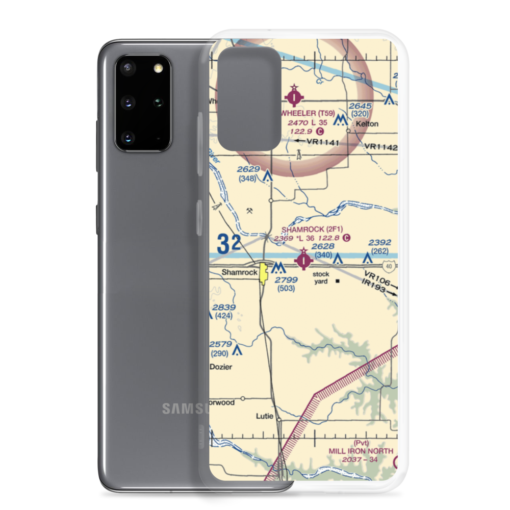 Shamrock Municipal Airport (2F1) VFR Sectional Samsung Case Samsung Galaxy S20 Plus model shown
