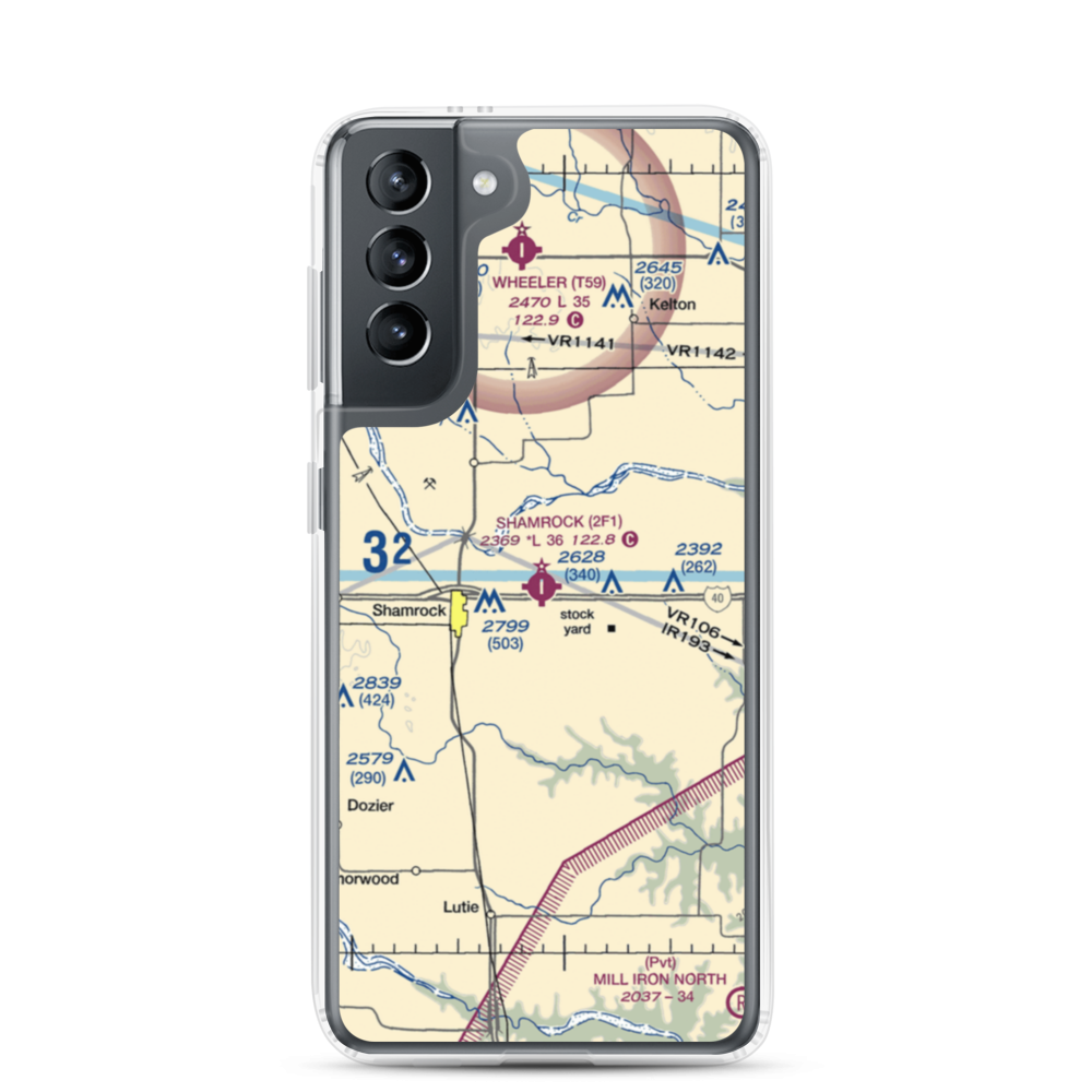Shamrock Municipal Airport (2F1) VFR Sectional Samsung Case Samsung Galaxy S21 model shown