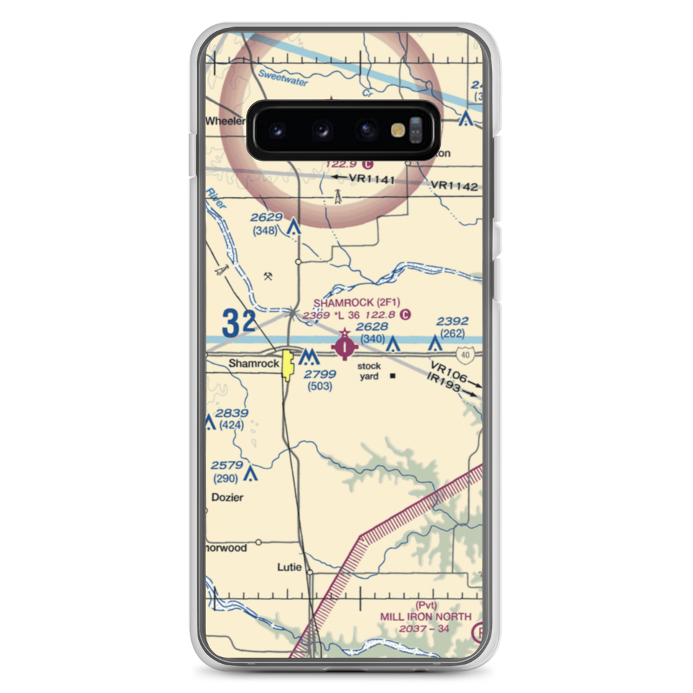 Shamrock Municipal Airport (2F1) VFR Sectional Samsung Case Samsung Galaxy S10+ model shown