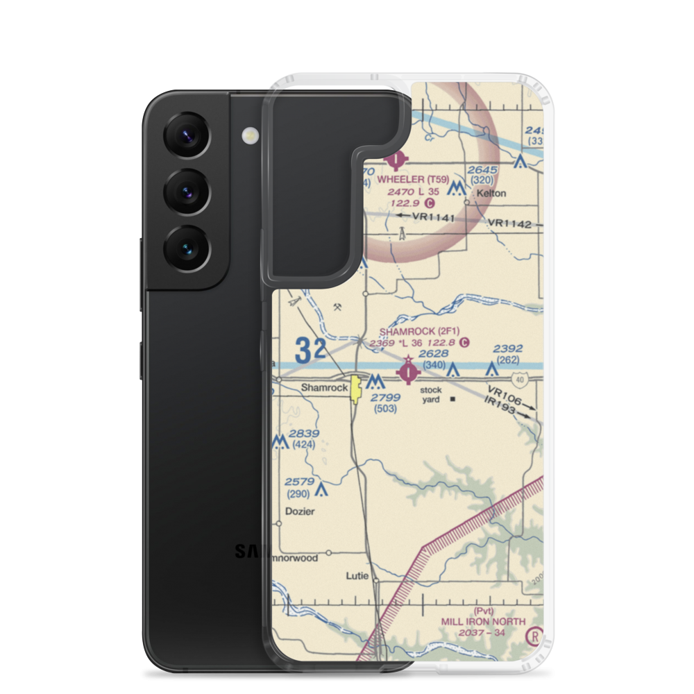 Shamrock Municipal Airport (2F1) VFR Sectional Samsung Case Samsung Galaxy S22 model shown