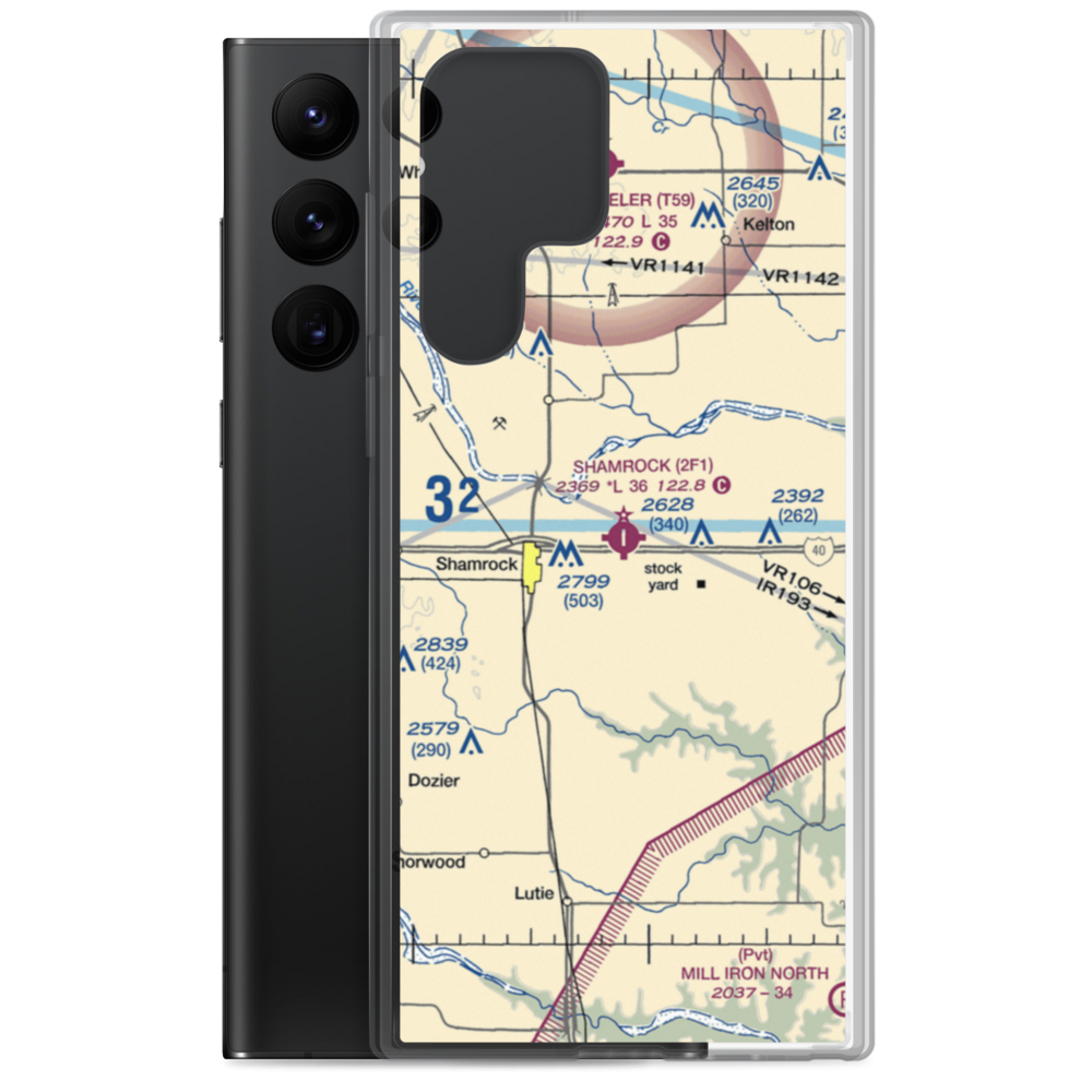 Shamrock Municipal Airport (2F1) VFR Sectional Samsung Case Samsung Galaxy S22 Ultra model shown