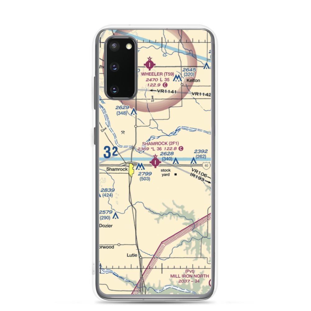 Shamrock Municipal Airport (2F1) VFR Sectional Samsung Case Samsung Galaxy S20 model shown