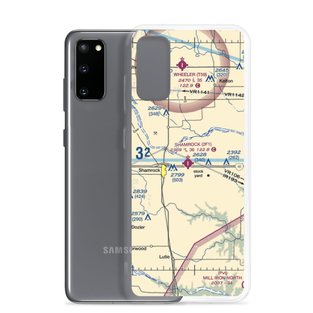Shamrock Municipal Airport (2F1) VFR Sectional Samsung Case Samsung Galaxy S20 model shown