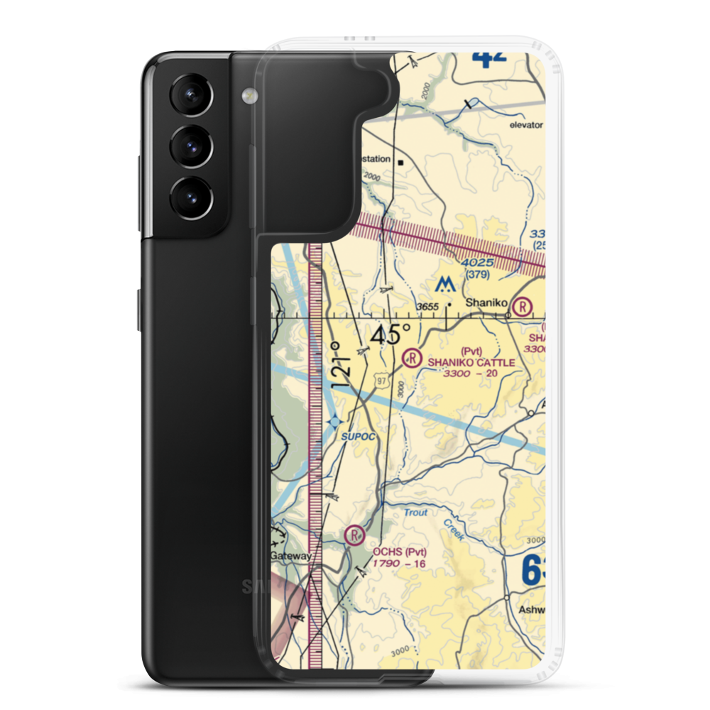 Shaniko Cattle Airport (OG54) VFR Sectional Samsung Case Samsung Galaxy S21 Plus model shown