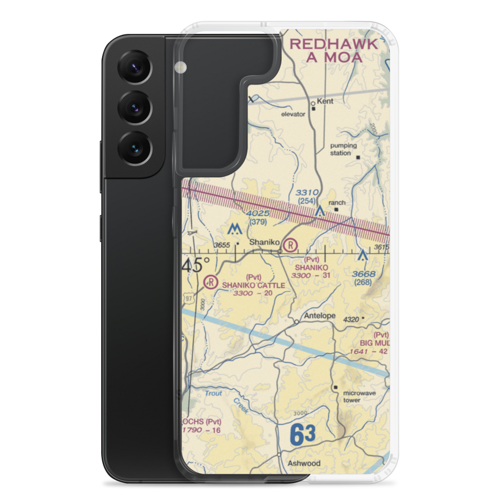 Shaniko Ranch Airport (9OR1) VFR Sectional Samsung Case Samsung Galaxy S22 Plus model shown