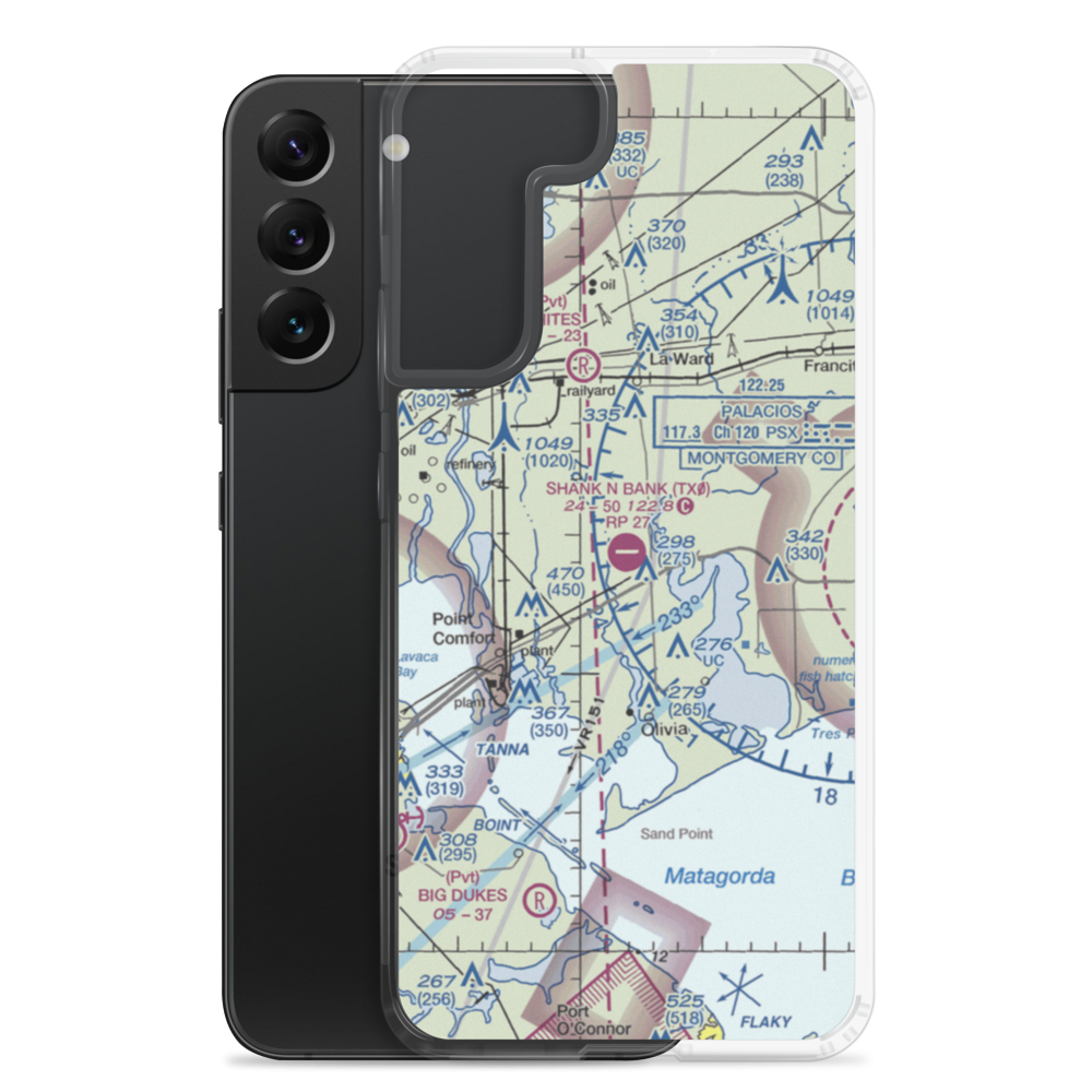Shank N Bank Airport (TX0) VFR Sectional Samsung Case Samsung Galaxy S22 Plus model shown