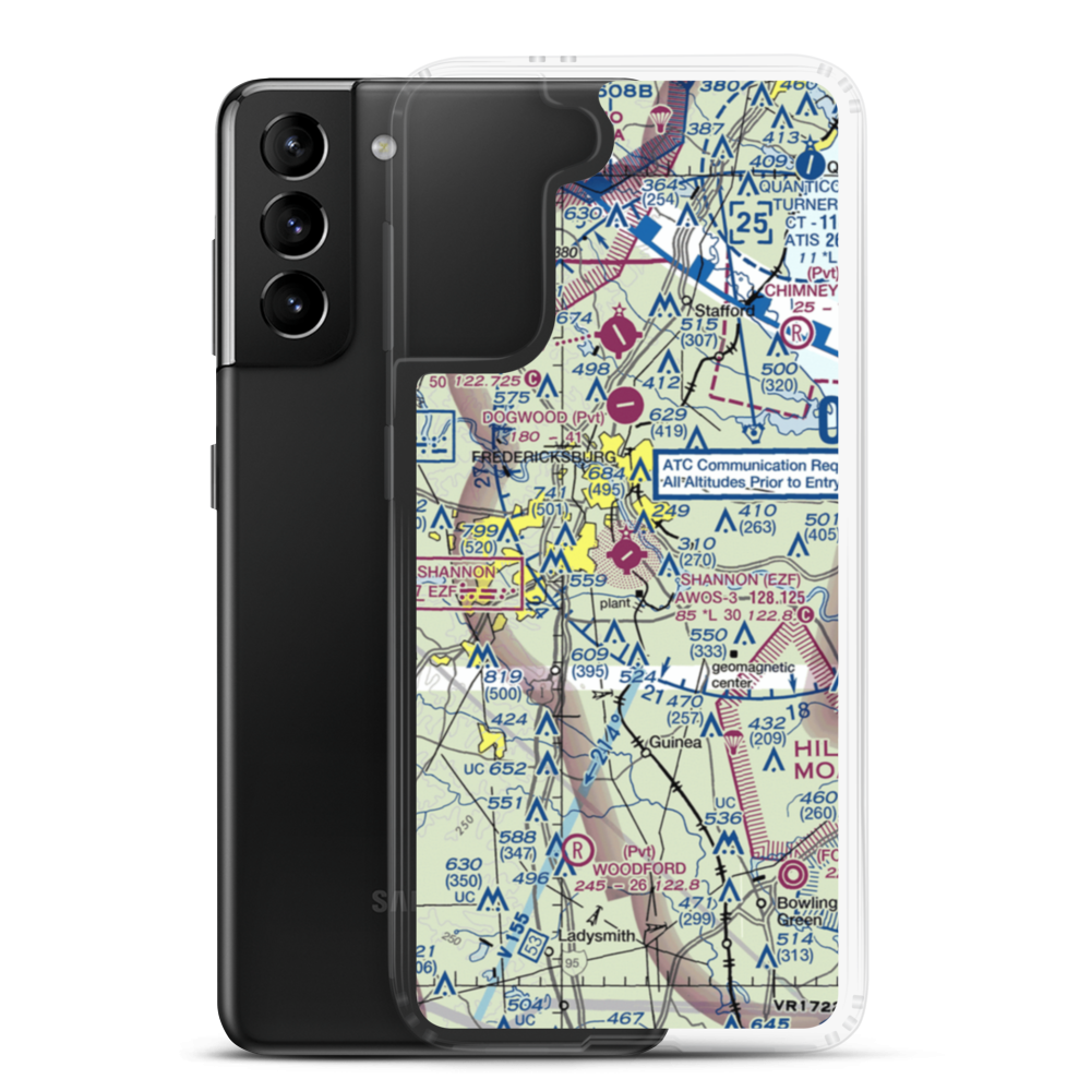 Shannon Airport (EZF) VFR Sectional Samsung Case Samsung Galaxy S21 Plus model shown