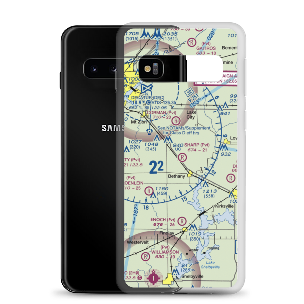 Sharp Airport (86IL) VFR Sectional Samsung Case Samsung Galaxy S10 model shown