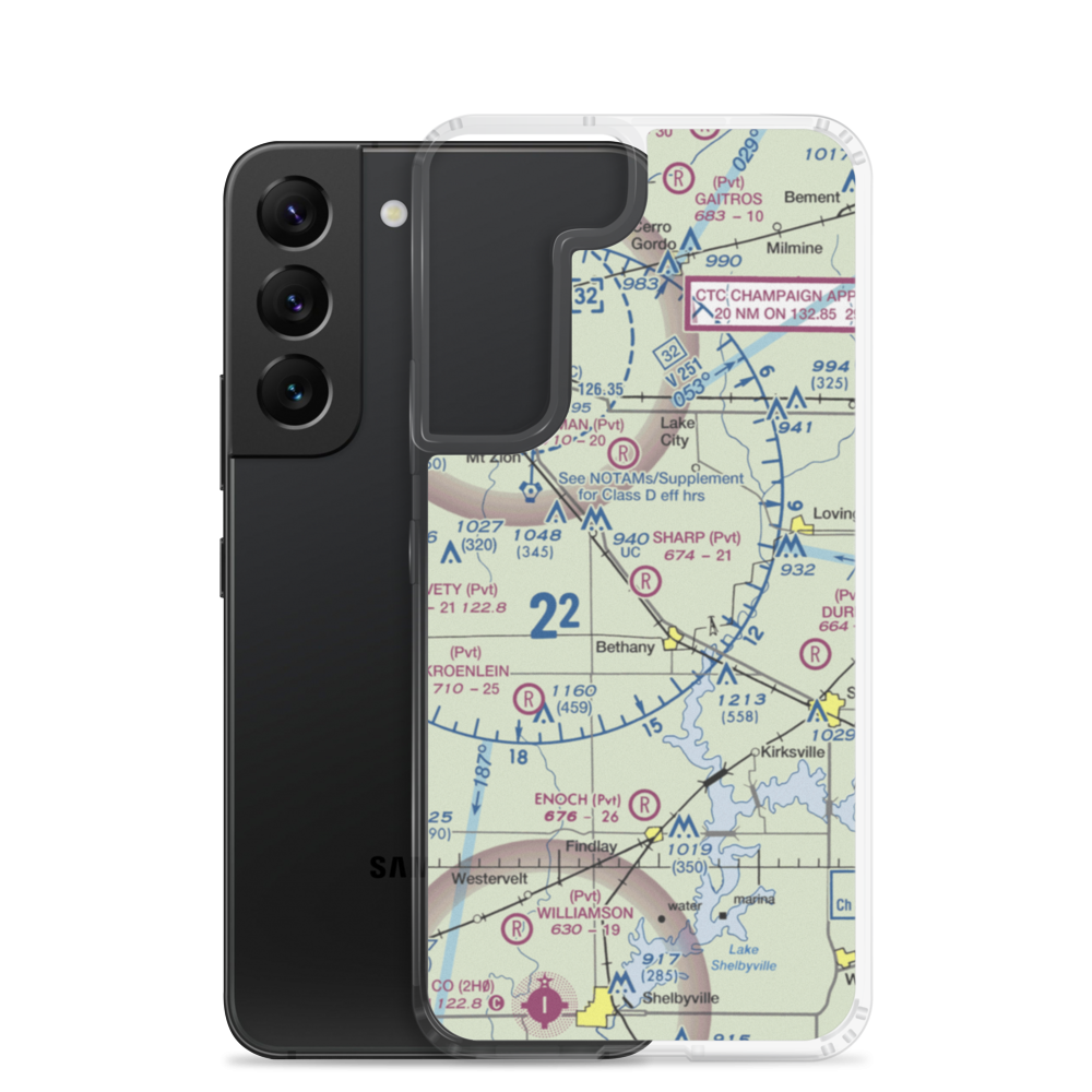 Sharp Airport (86IL) VFR Sectional Samsung Case Samsung Galaxy S22 model shown