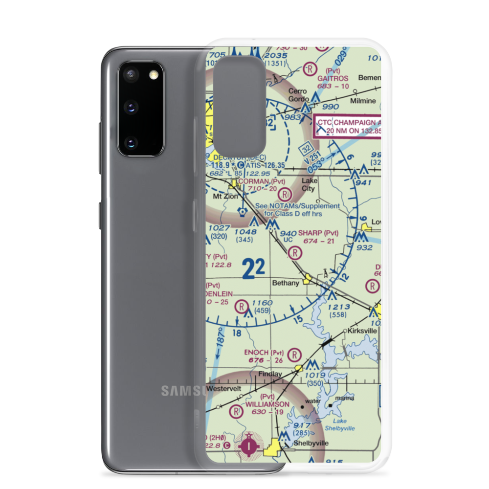 Sharp Airport (86IL) VFR Sectional Samsung Case Samsung Galaxy S20 model shown