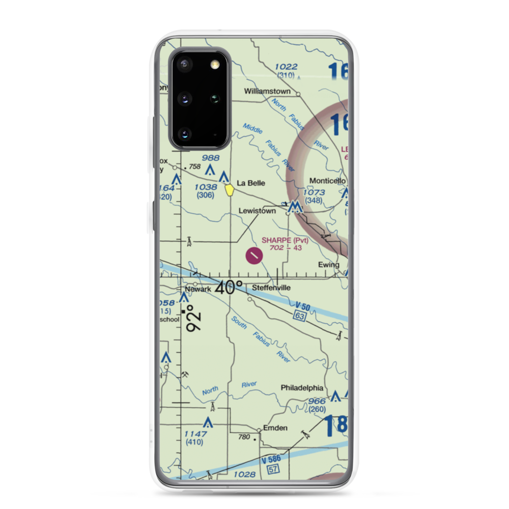 Sharpe Farms Airport (MO09) VFR Sectional Samsung Case Samsung Galaxy S20 Plus model shown