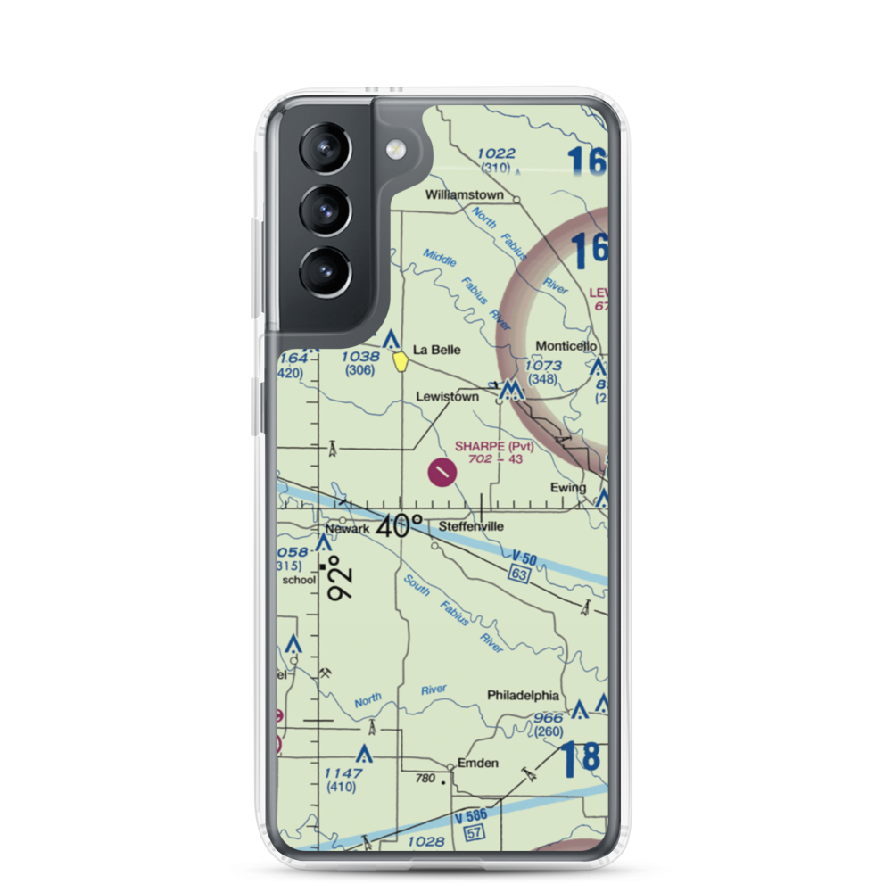 Sharpe Farms Airport (MO09) VFR Sectional Samsung Case Samsung Galaxy S21 model shown