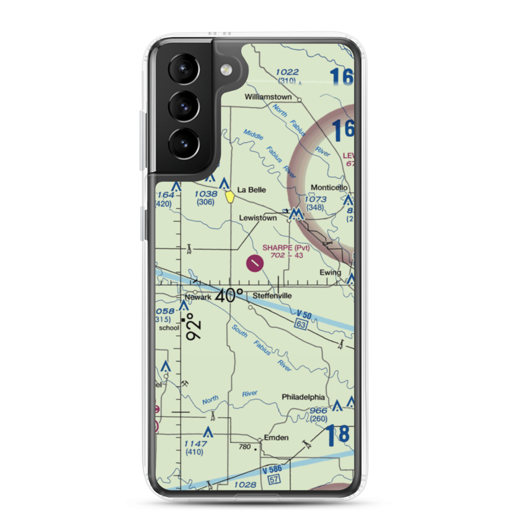 Sharpe Farms Airport (MO09) VFR Sectional Samsung Case Samsung Galaxy S21 Plus model shown