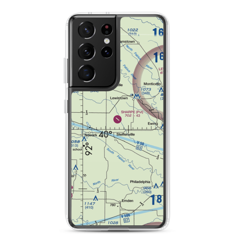 Sharpe Farms Airport (MO09) VFR Sectional Samsung Case Samsung Galaxy S21 Ultra model shown