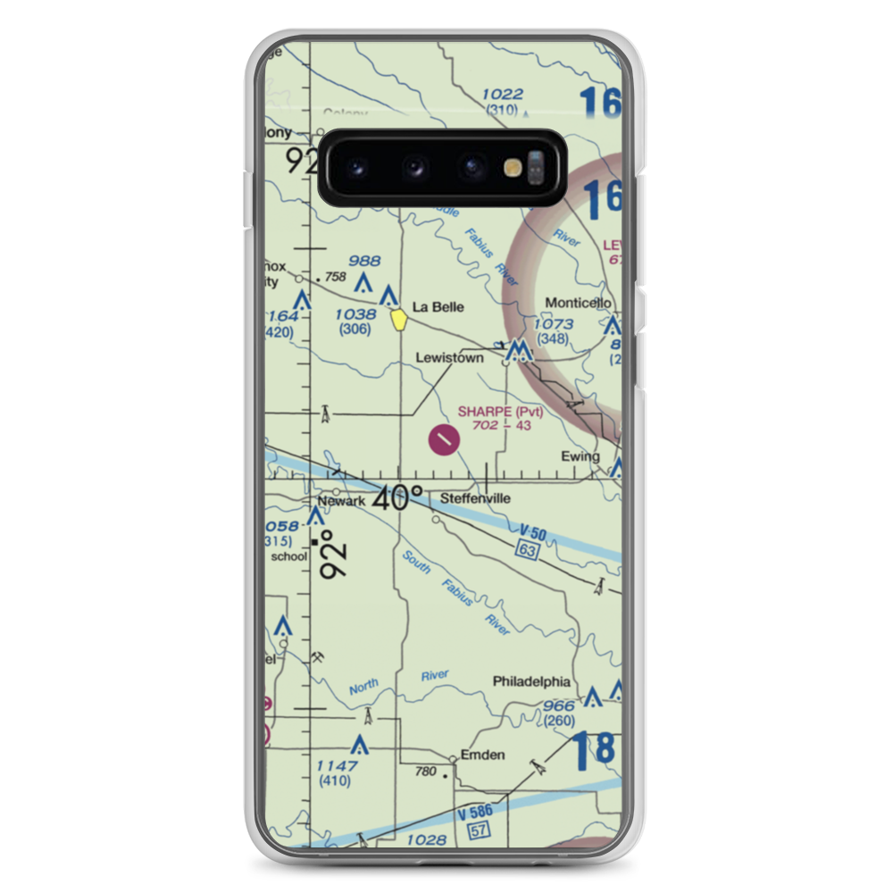 Sharpe Farms Airport (MO09) VFR Sectional Samsung Case Samsung Galaxy S10+ model shown
