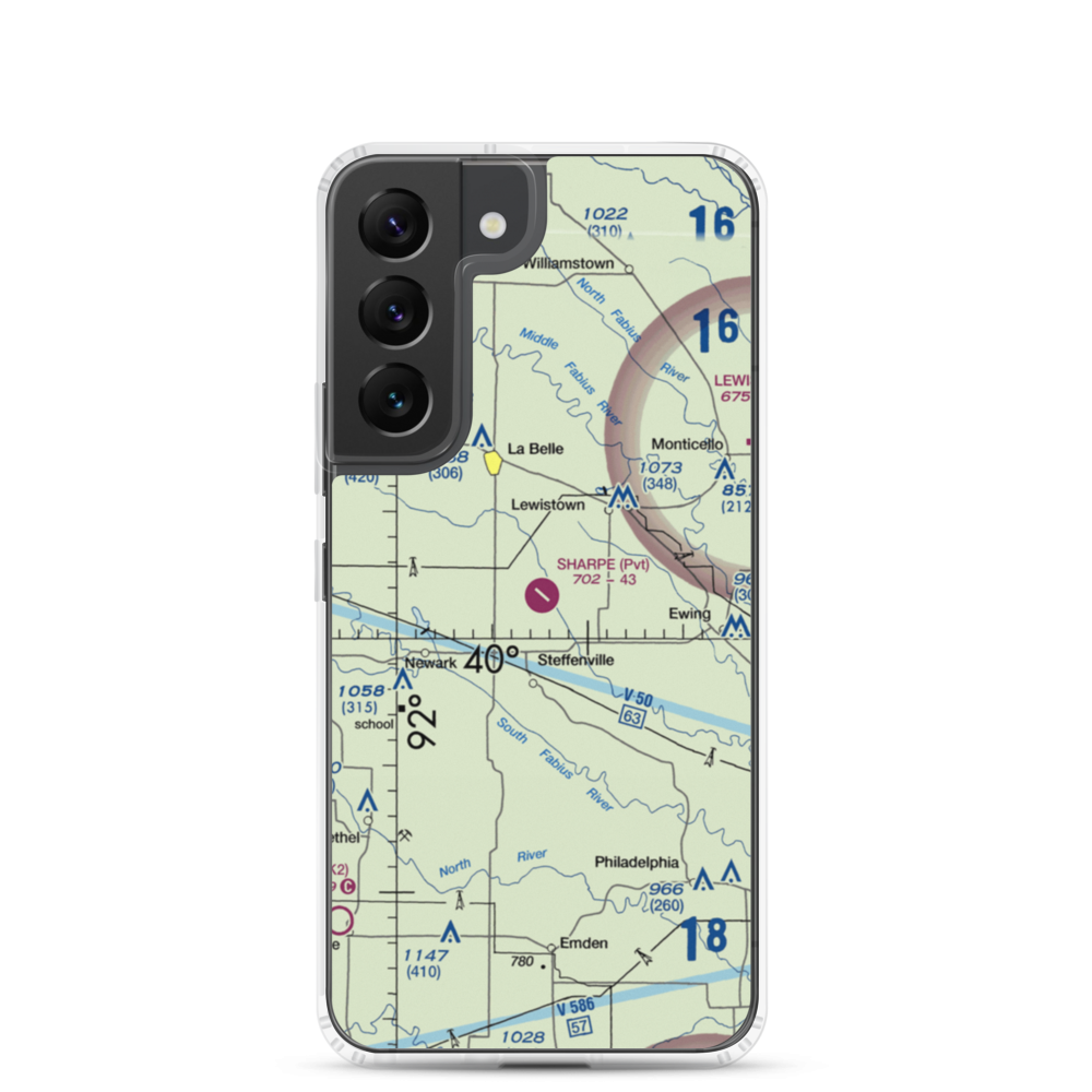 Sharpe Farms Airport (MO09) VFR Sectional Samsung Case Samsung Galaxy S22 model shown
