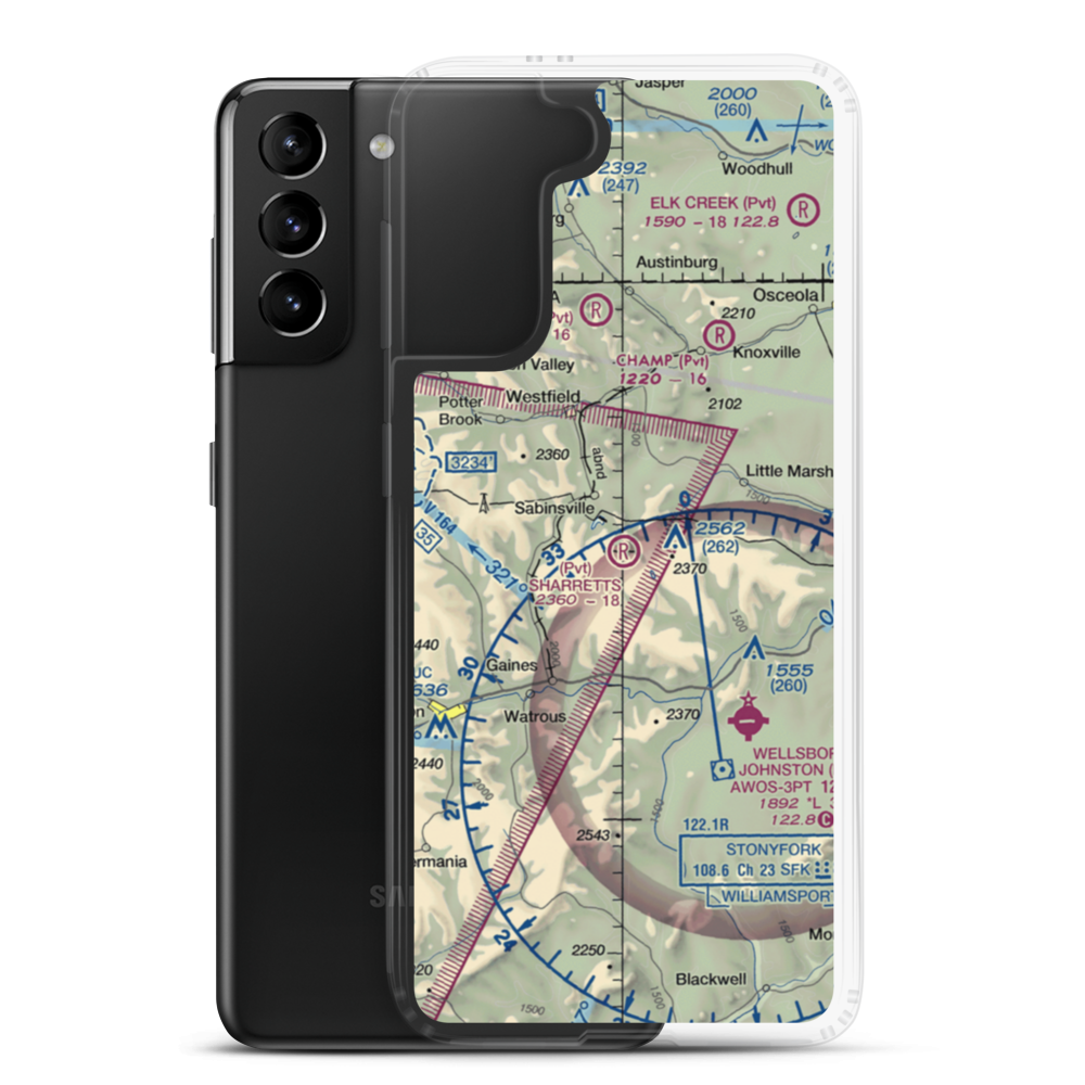 Sharretts Airport (PN91) VFR Sectional Samsung Case Samsung Galaxy S21 Plus model shown