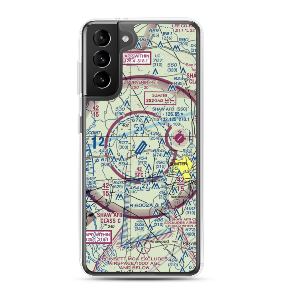 Shaw Air Force Base (SSC) VFR Sectional Samsung Case Samsung Galaxy S21 Plus model shown