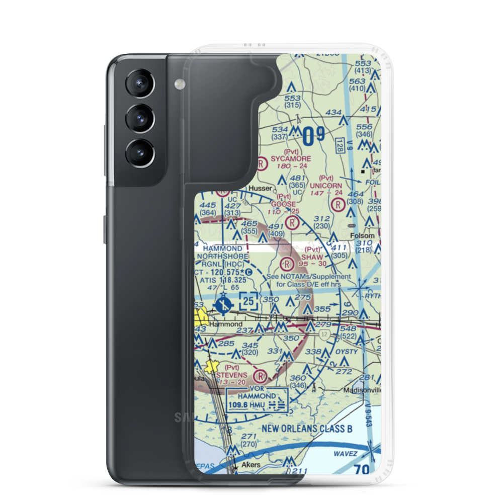 Shaw Crop Service Airport (LA13) VFR Sectional Samsung Case Samsung Galaxy S21 model shown