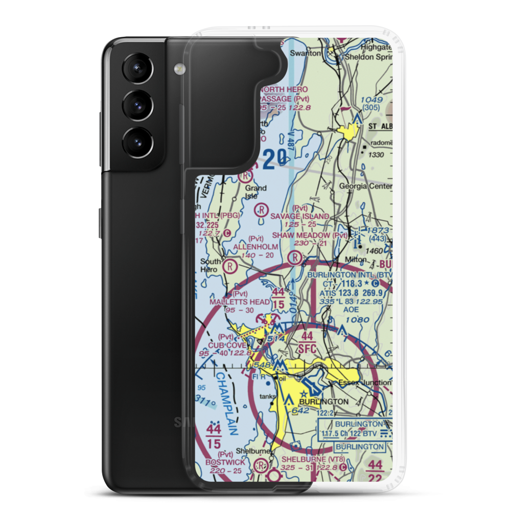 Shaw Meadow Airport (VT52) VFR Sectional Samsung Case Samsung Galaxy S21 Plus model shown