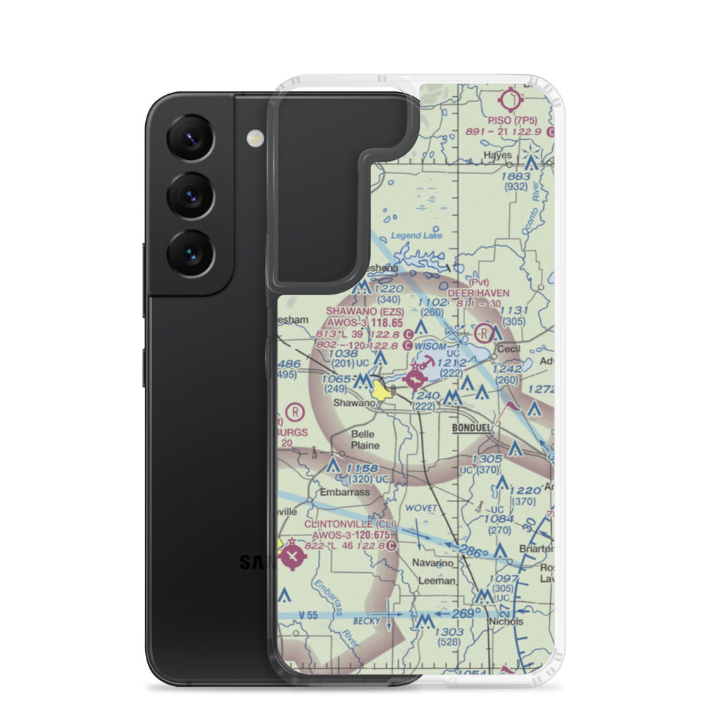 Shawano Municipal Airport (EZS) VFR Sectional Samsung Case Samsung Galaxy S22 model shown