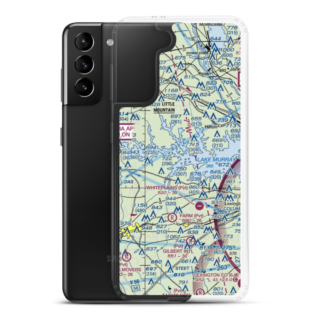 Shealy Airport (SC14) VFR Sectional Samsung Case Samsung Galaxy S21 Plus model shown