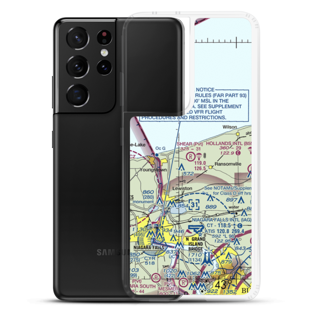 Shear Airport (63NY) VFR Sectional Samsung Case Samsung Galaxy S21 Ultra model shown