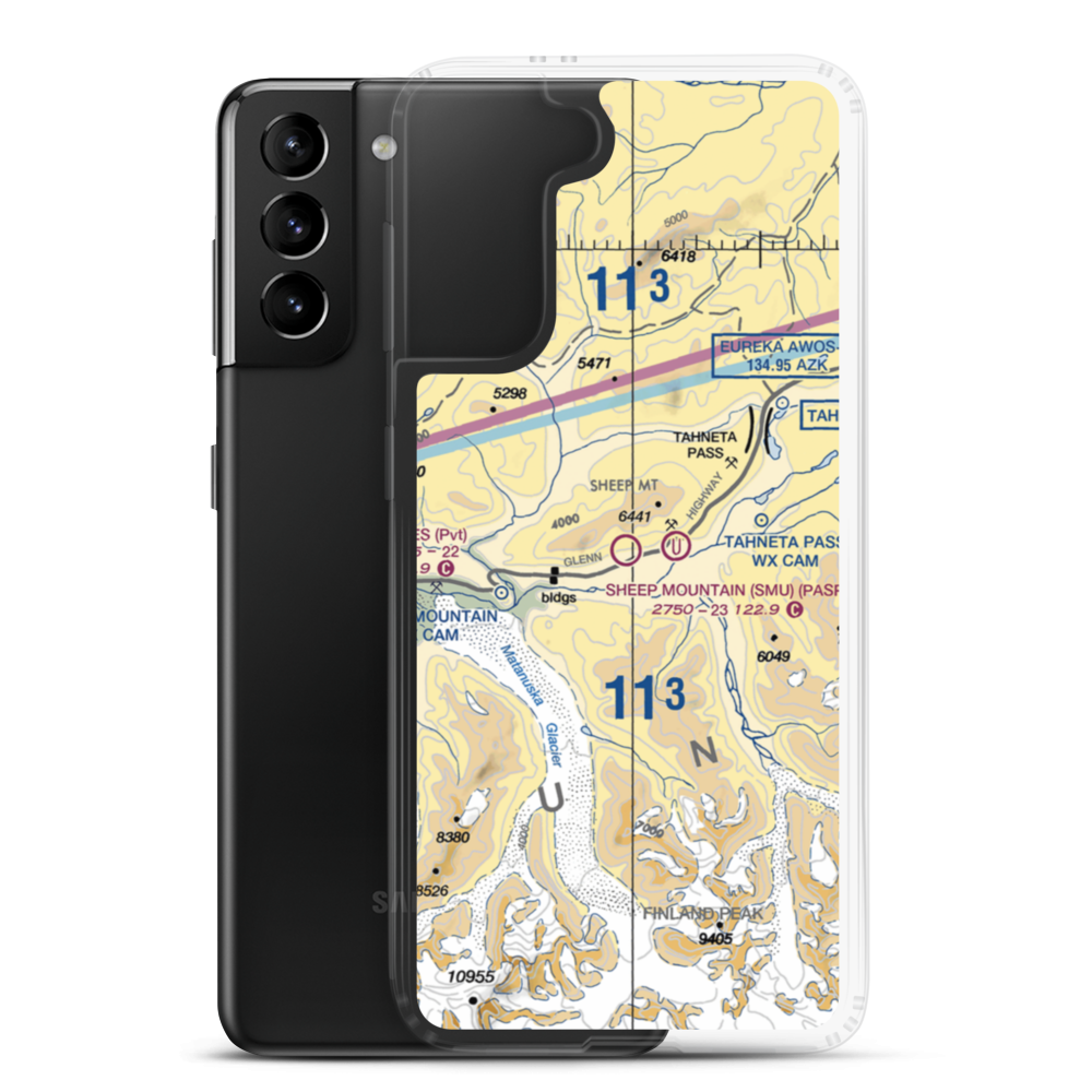 Sheep Mountain Airport (SMU) VFR Sectional Samsung Case Samsung Galaxy S21 Plus model shown